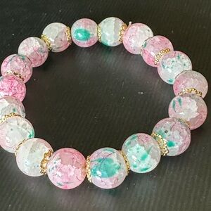 Exquisite Sweet Pink Sakura Beads Design Stretch Bracelet.